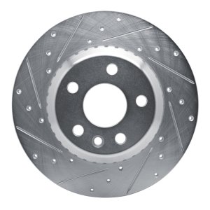 Jaguar E-Pace Brake Rotor (1) - Rear Left - R1 Concepts - Drilled & Slotted - Silver - `20-`22
